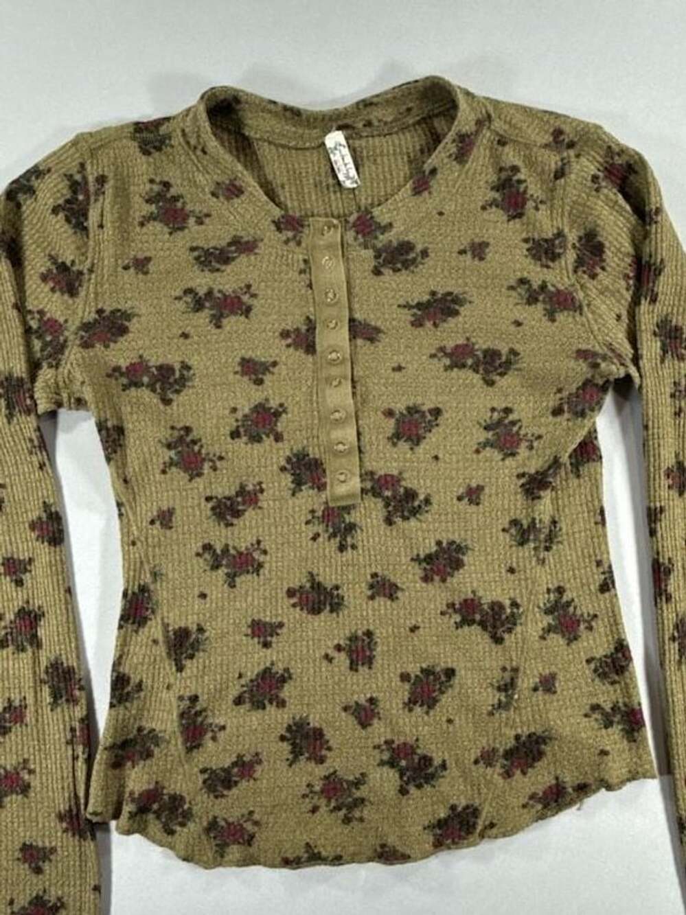 Free People One Of The Girls Thermal Henley Long Sleeve Floral Top Fall Top